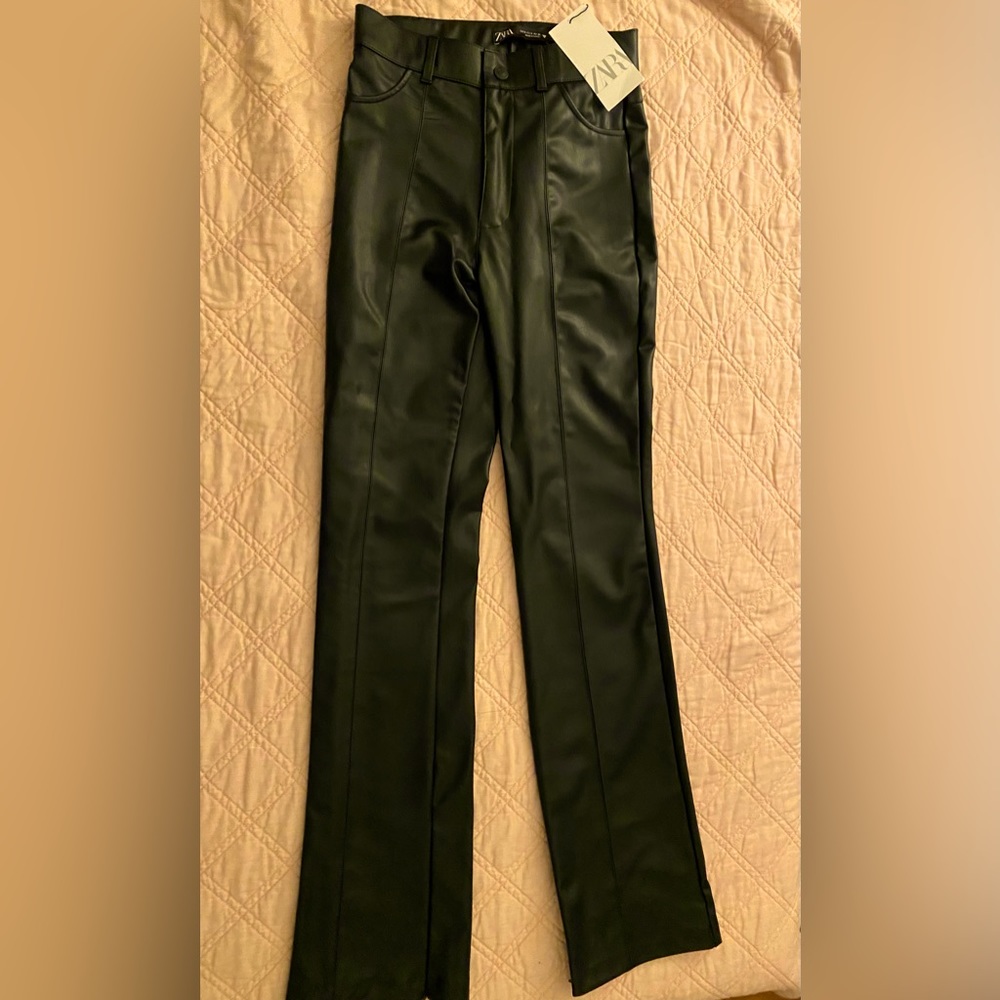 Zara Faux Leather Black Pants Size S NWT
